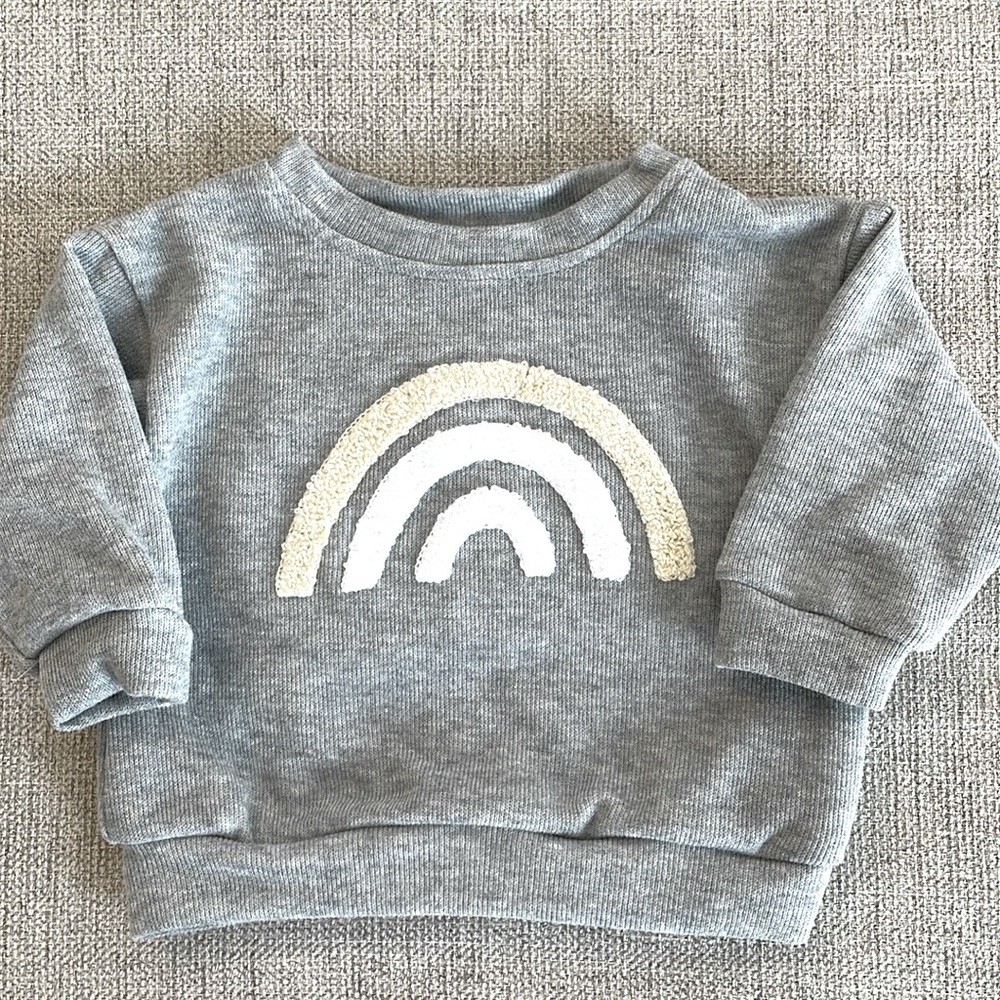 Gray boucle rainbow sweatshirt, European baby size 66